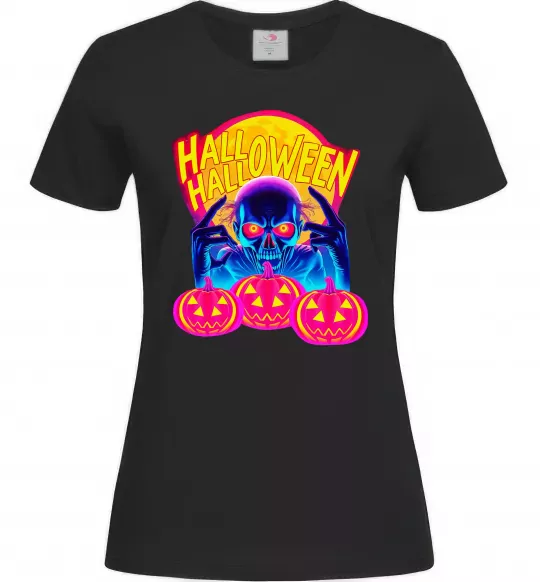 Жіноча футболка Halloween череп Чорний фото