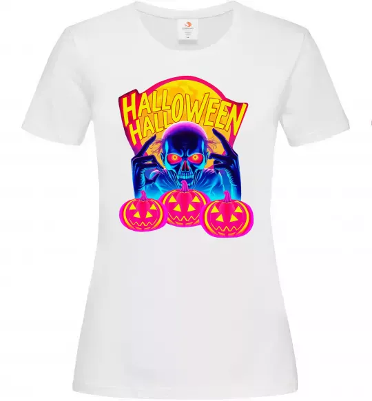Жіноча футболка Halloween череп Білий фото