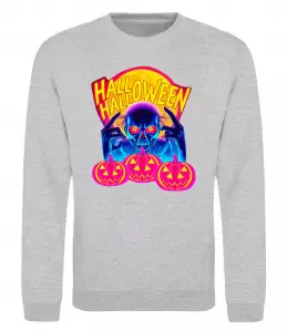 Світшот Halloween череп Сірий меланж фото