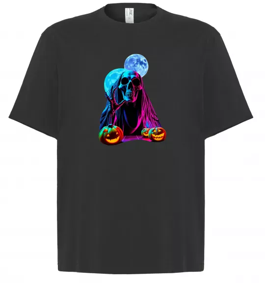 Футболка Оверсайз Halloween череп місяці Черный фото