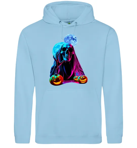 Чоловіча толстовка (худі) Halloween череп місяці Блакитний фото