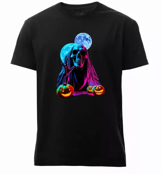 Мужская премиум футболка Halloween череп місяці Черный фото