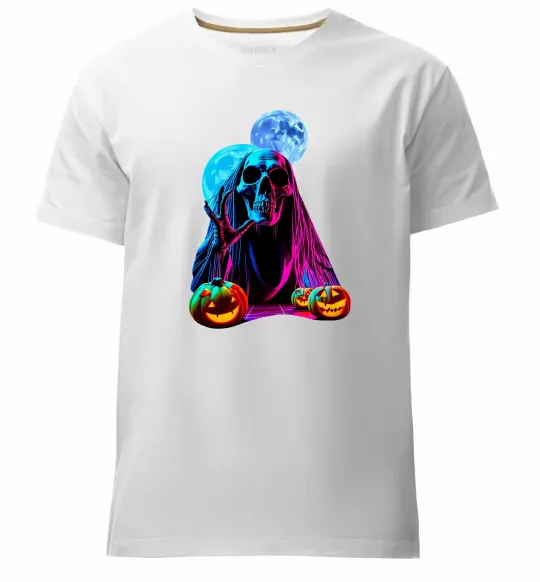 Мужская премиум футболка Halloween череп місяці Белый фото