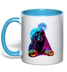 Чашка с цветной ручкой Halloween череп місяці