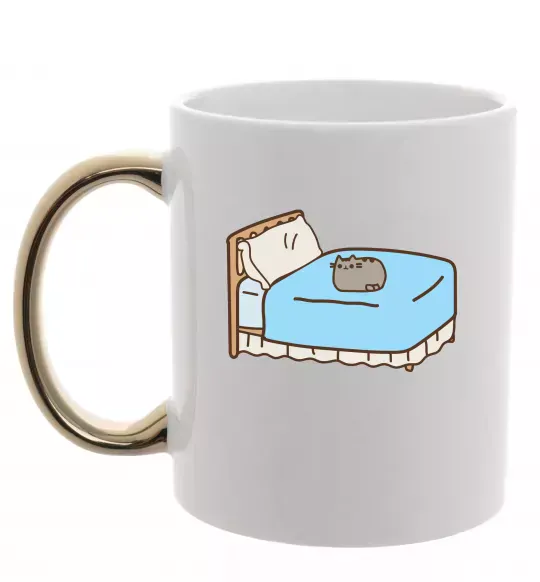 Чашка с цветной ручкой Пушин на ліжку Золото фото