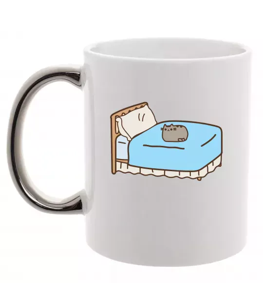 Чашка с цветной ручкой Пушин на ліжку Серебро фото