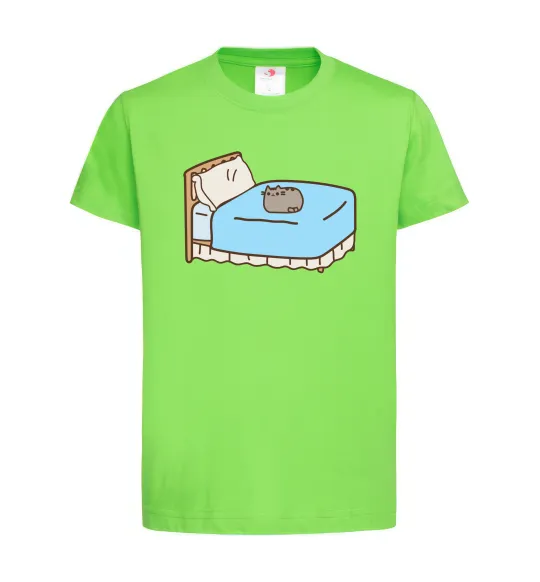 Дитяча футболка Пушин на ліжку Лаймовий фото