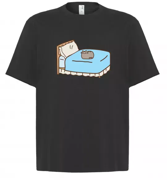 Футболка Оверсайз Пушин на ліжку Черный фото