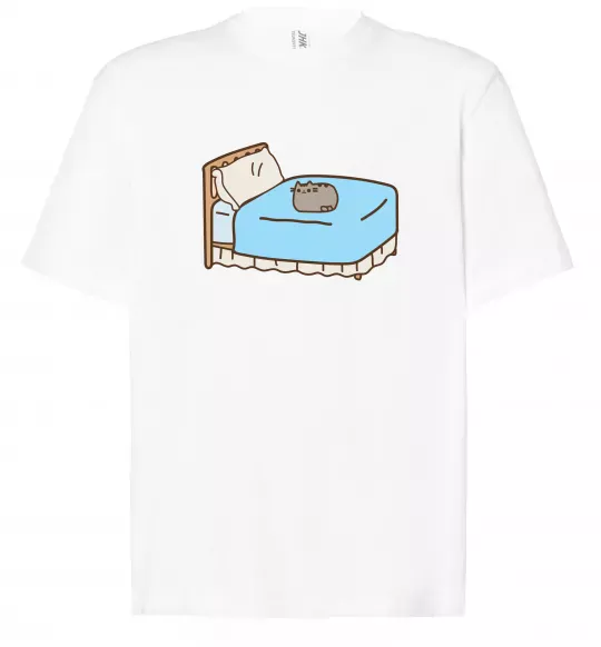 Футболка Оверсайз Пушин на ліжку Белый фото