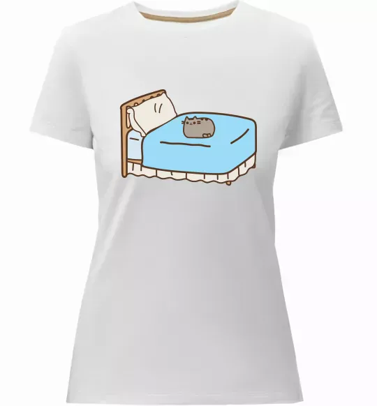 Женская премиум футболка Пушин на ліжку Белый фото