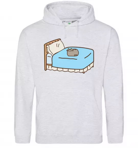 Жіноча толстовка (худі) Пушин на ліжку Сірий меланж фото