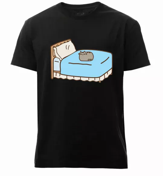 Мужская премиум футболка Пушин на ліжку Черный фото