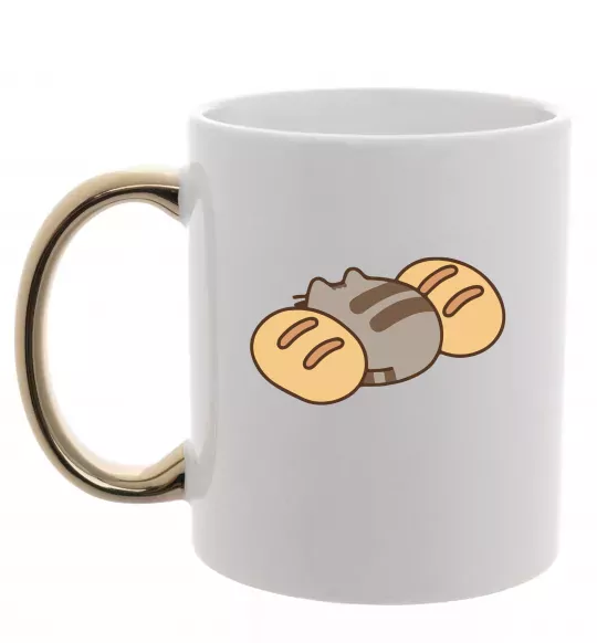 Чашка с цветной ручкой Пушин та хліб Золото фото