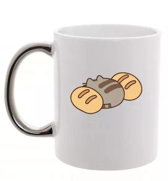 Чашка с цветной ручкой Пушин та хліб Серебро фото