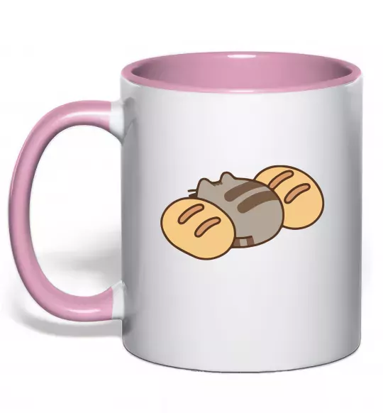 Чашка с цветной ручкой Пушин та хліб Нежно розовый фото