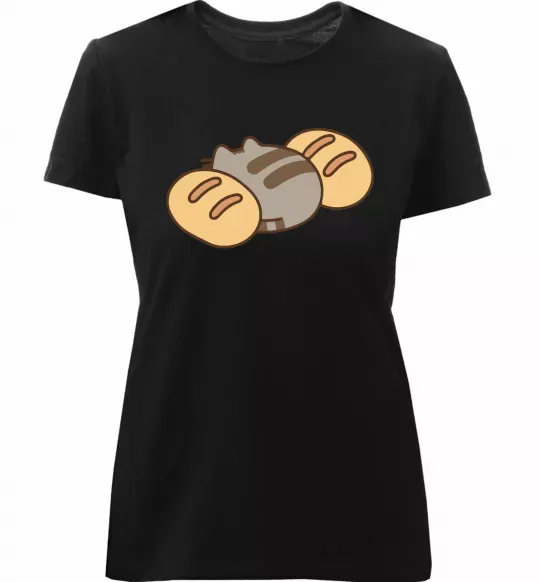 Женская премиум футболка Пушин та хліб Черный фото