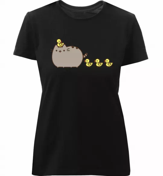 Жіноча преміум футболка Пушин з качечками Чорний фото