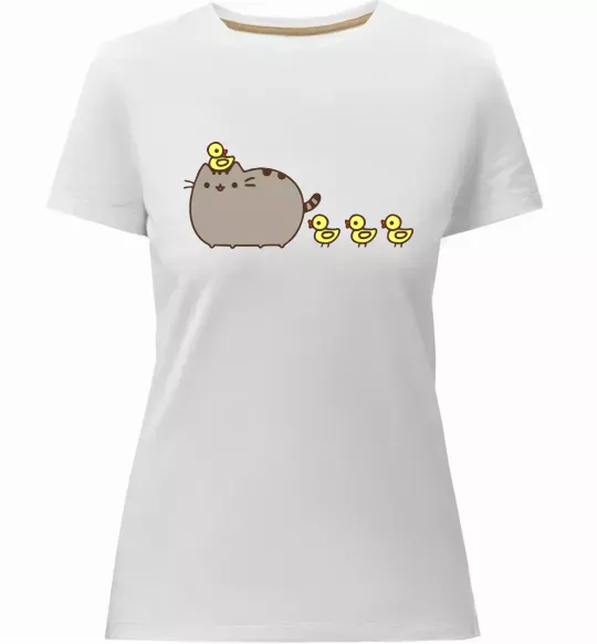 Жіноча преміум футболка Пушин з качечками Білий фото