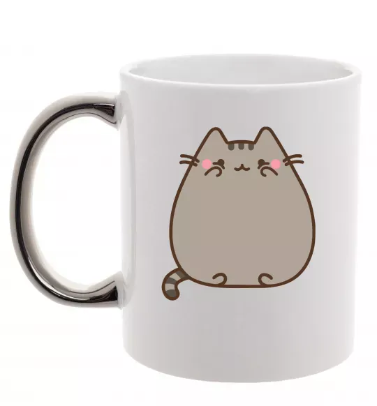 Чашка з кольоровою ручкою Пушин Срібло фото