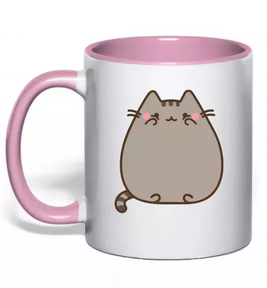 Чашка з кольоровою ручкою Пушин Ніжно рожевий фото