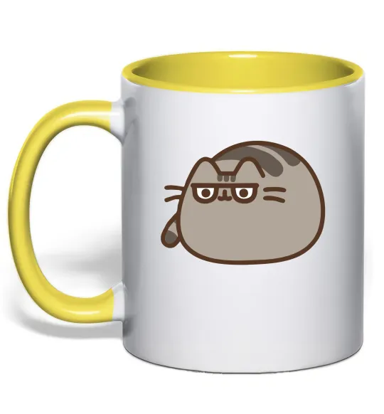 Чашка з кольоровою ручкою Пушин погляд Лимонний фото