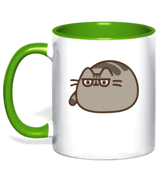 Чашка з кольоровою ручкою Пушин погляд Лаймовий фото