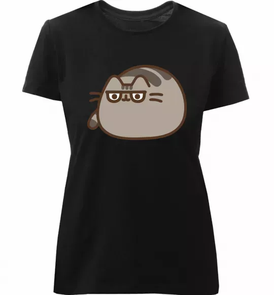 Женская премиум футболка Пушин погляд Черный фото