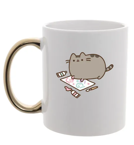 Чашка с цветной ручкой Пушин малює Золото фото