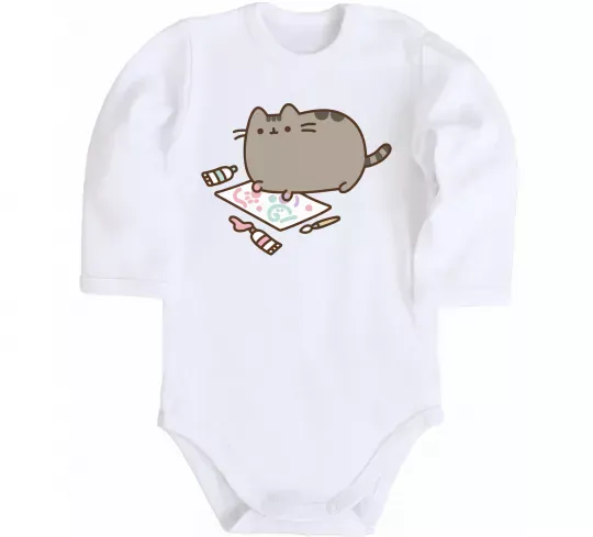 Детский боди Пушин малює Белый фото