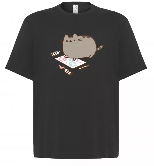 Футболка Оверсайз Пушин малює Черный фото