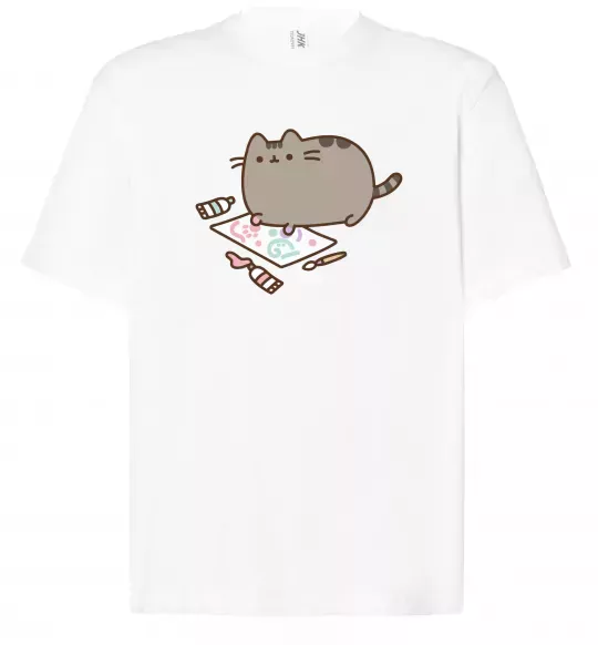 Футболка Оверсайз Пушин малює Белый фото