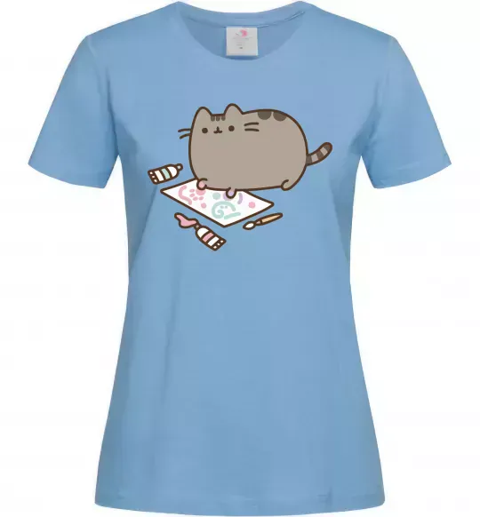 Женская футболка Пушин малює Голубой фото