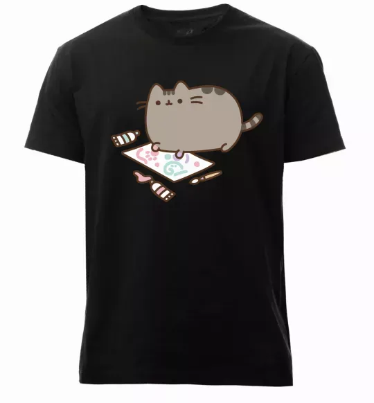 Мужская премиум футболка Пушин малює Черный фото