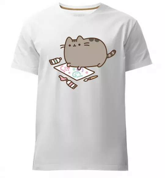 Мужская премиум футболка Пушин малює Белый фото