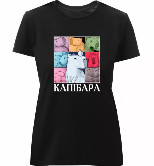 Женская премиум футболка Капібари Черный фото