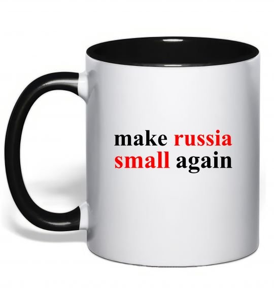 Чашка с цветной ручкой Make russia small again Черный фото