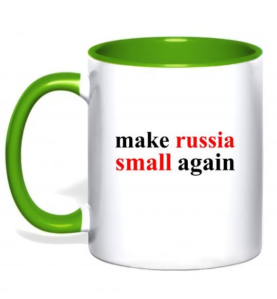 Чашка с цветной ручкой Make russia small again Зеленый фото