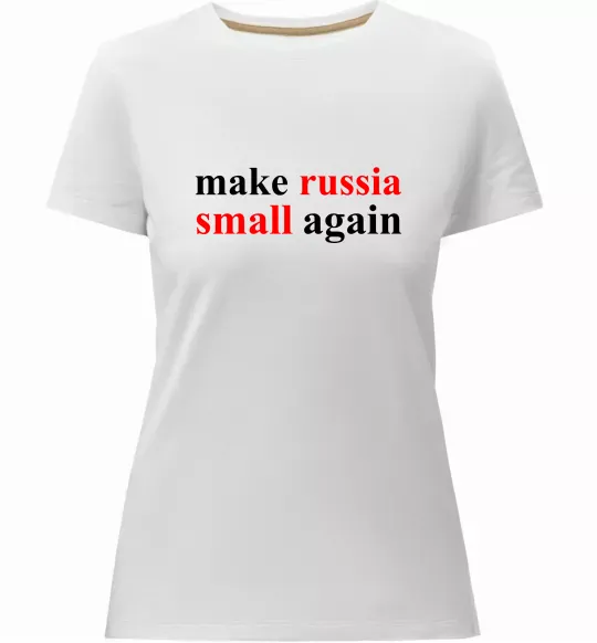 Женская премиум футболка Make russia small again Белый фото