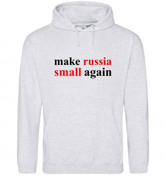 Мужская толстовка (худи) Make russia small again Серый меланж фото