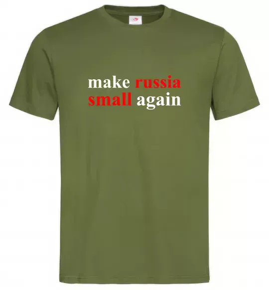 Мужская футболка Make russia small again Оливковый фото
