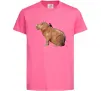 Детская футболка Капібара з пташкою Ярко-розовый фото