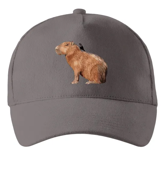 Кепка Капібара з пташкою Сірий фото
