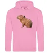 Мужская толстовка (худи) Капібара з пташкою Розовый фото