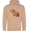 Мужская толстовка (худи) Капібара з пташкою Песочный Мужская толстовка (худи) Капібара з пташкою Песочный фото