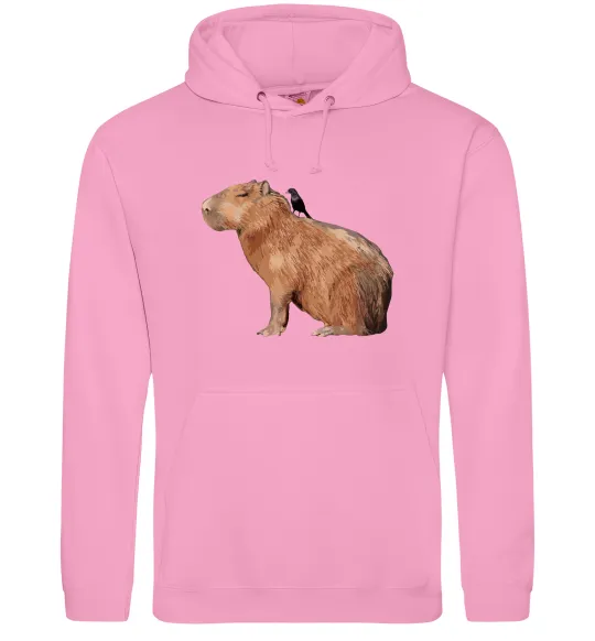 Женская толстовка (худи) Капібара з пташкою Розовый фото