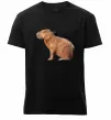 Мужская премиум футболка Капібара з пташкою Черный фото