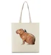 Эко-сумка Капібара з пташкою Бежевый фото