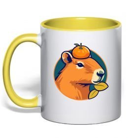 Чашка с цветной ручкой Капібара мандарин Чашка с цветной ручкой Капібара мандарин