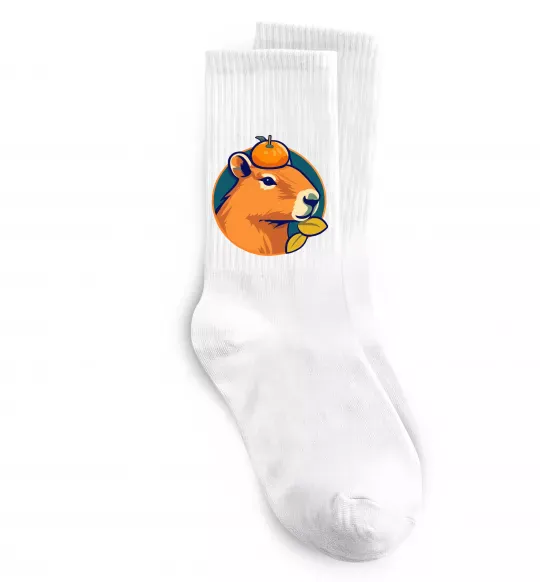 Носки Капібара мандарин Белый фото