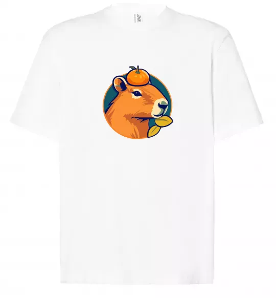 Футболка Оверсайз Капібара мандарин Белый фото